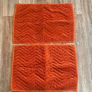 Vintage Orange Rust Velvet  Quilted Pillow Sham (2) Standard 26x19 Pillow Cover